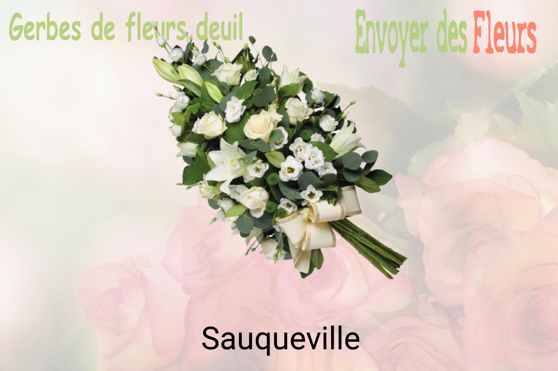 Gerbe de fleurs de deuil livrée à Sauqueville